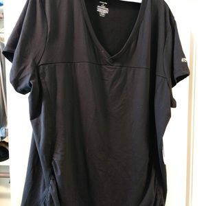 NWT Black Marika vneck tee with side ruching.